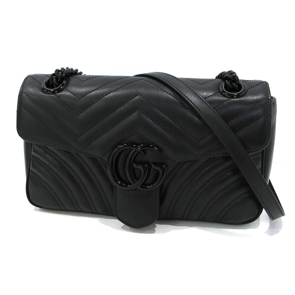 Gucci GG Marmont Quilted Shoulder Bag Leather Black